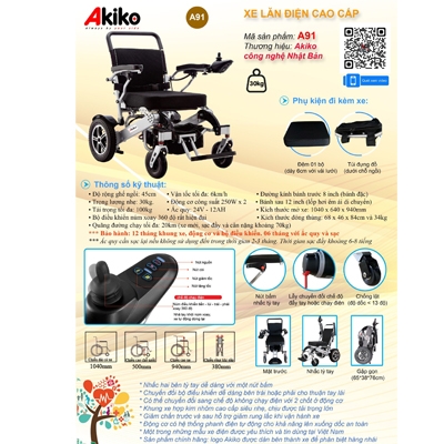 Xe lăn điện siêu gọn nhẹ Akiko A91
