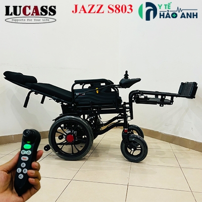 Xe lăn điện ngả nằm Lucass Jazz S803 có điều khiển từ xa Xe lăn điện ngả nằm tự động Lucass Jazz S803 ngả nằm 180 độ