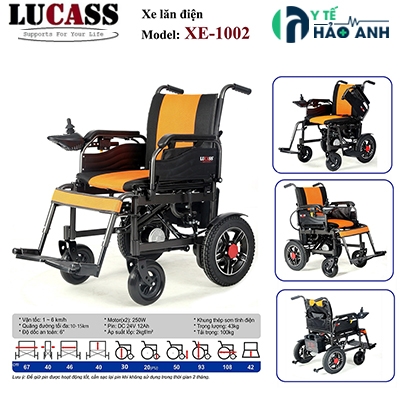 Xe lăn điện Lucass XE-1002 phiên bản cải tiến xe lăn điện lucass xe1002 cho người già, người khuyết tật