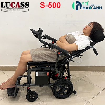 Xe lăn điện ngả lưng Lucass S-500 pin lithium, phanh tự động