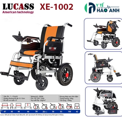 Xe lăn điện Lucass XE-1002 nhỏ gọn xe lăn điện lucass xe1002 đệm màu vàng
