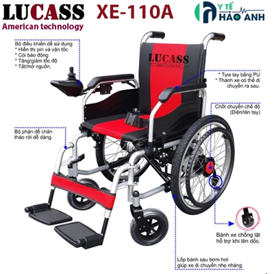 Xe lăn điện Lucass XE-110A có lăn tay