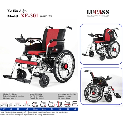 Xe lăn điện Lucass XE-301 bánh to có thể lăn tay Xe lăn điện Lucass xe-301 cho người già