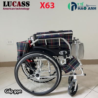 Xe lăn siêu nhẹ du lịch Lucass X63 khung hợp kim nhôm
