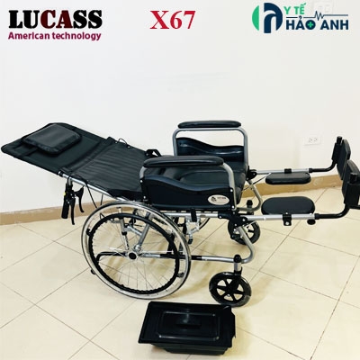 Xe lăn đa năng có bô vệ sinh, ngả nằm, chống lật Lucass X67