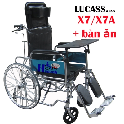Xe lăn đa năng có bô ngả nằm bàn ăn X7/X7A + bàn ăn