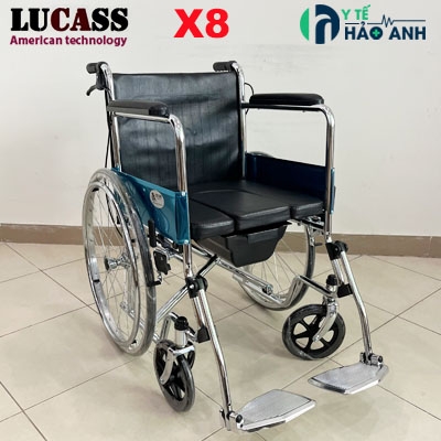 Xe lăn có bô vệ sinh Lucass X8 có phanh tay thế hệ mới