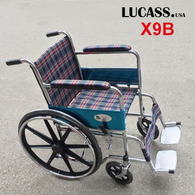 Xe lăn Lucass X9B vải kẻ bánh đúc