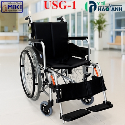 Xe lăn Miki Nhật Bản USG-1 khung hợp kim nhôm, đệm da Xe lăn Miki Nhật Bản USG-1