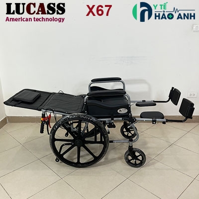 Xe lăn đa năng Lucass X67 có bô vệ sinh, ngả nằm, chống lật, bánh đúc