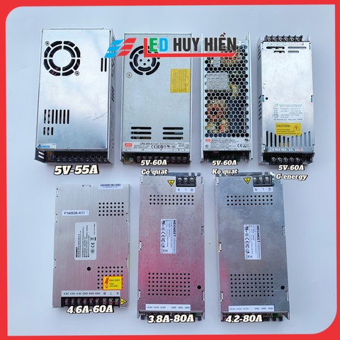 Nguồn Meanwell 5V 60A (300W), Delta 5V 55A, Megmeet, GE 5V60A tháo máy nguyên bản chưa sửa chữa, chuyên sạc pin