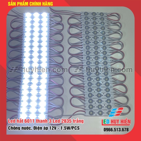 Led hắt 3 bóng 6011 (1,5W) màu Trắng Sáng (vỉ 20 thanh) nhân Led 2835