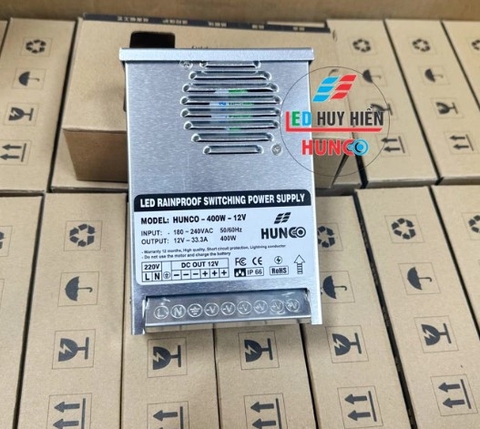 Nguồn led HUNCO 12V - 33.3A (400W) Silicon ngoài trời chống nước