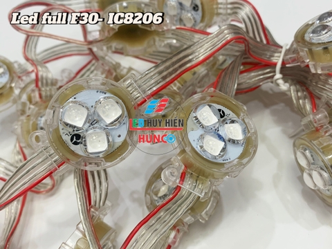 LED BÁT FULL COLOR 30MM IC 8206 TỰ CHẠY - Dây 30 LED - Dài 3.6M