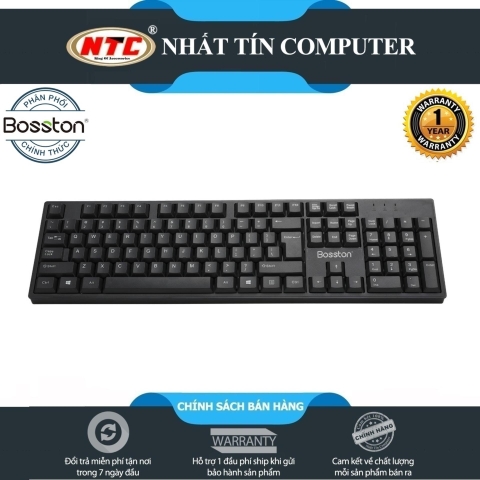 Bàn phím máy tính Bosston K830 cổng USB - bấm cực êm (Đen) - Hãng phân phối chính thức