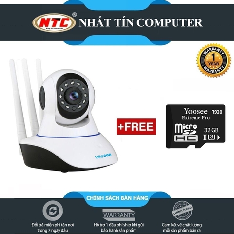 Camera IP Wifi Yoosee 3 Râu HF315W 2.0MP FullHD 1080P có LAN - 10 đèn hồng ngoại đàm thoại 2 chiều (Trắng) - Tặng thẻ nhớ Yoosee U3 4K T920 32GB