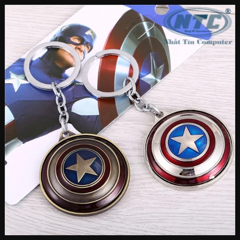Móc khóa inox Avengers siêu nhân Captain America - có thể xoay 360 độ (Nhiều màu)