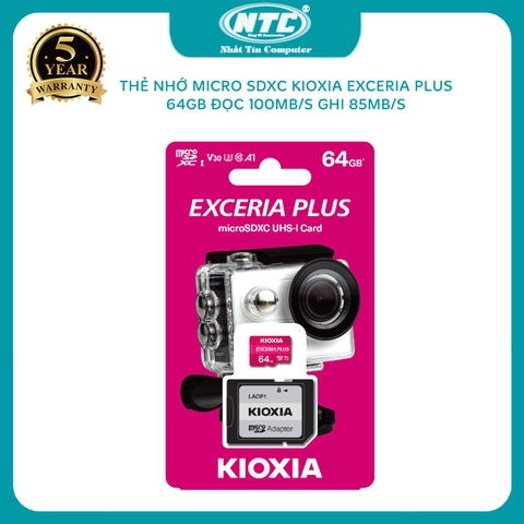 Thẻ nhớ MicroSDXC Kioxia Exceria Plus 64GB U3 4K V30 A1 đọc 100MB/s ghi 85MB/s (Tím) - Nhất Tín Computer
