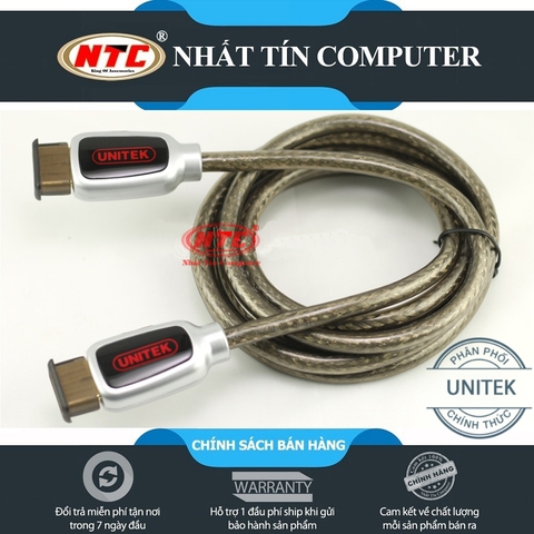 Cáp HDMI Unitek Y-C113A hỗ trợ chất lượng HD/FullHD/2K/4K/3D - bảo hành 12 tháng (Đen) - Hãng phân phối chính thức