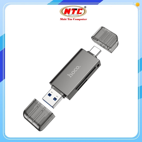 Đầu đọc thẻ nhớ 3.0 Hoco HB39 2in1 cổng USB 3.0 và TypeC - hỗ trợ khe microSD/SD lên đến 2TB (Đen)