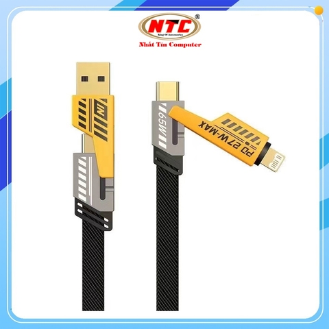 Cáp sạc nhanh đa năng 2in2 NTAccy NT01 TypeC / USB to TypeC / Lightning PD 65W / 27W, dài 1.2M
