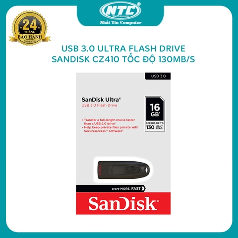 USB 3.0 16GB SanDisk Ultra CZ48 tốc độ 130MB/s (Đen)