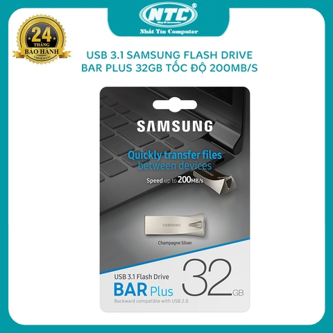 USB 3.1 Samsung Bar Plus 32GB Flash Drive tốc độ 200Mb/s (bạc)