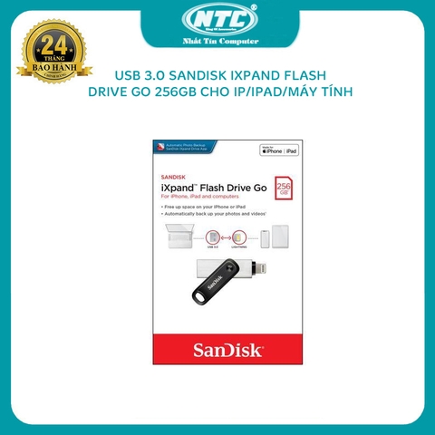USB 3.0 OTG 256GB SanDisk iXpand Flash Drive Go - đầu lightning và USB (Bạc)