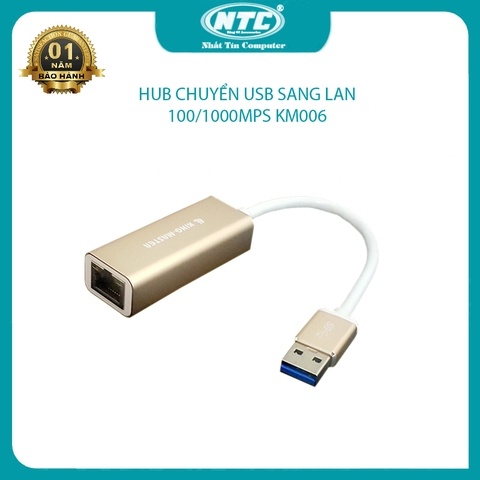 Hub chuyển USB 3.0 sang LAN (RJ45) KINGMASTER KM006 - tốc độ truyền tải 100/1000Mps (nhiều màu)