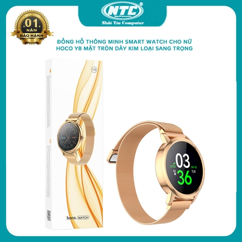 Đồng hồ thông minh cho nữ Hoco Y8 smart watch - dây kim loại / theo dõi sức khoẻ /chu kỳ sinh lý / chống nước IP68