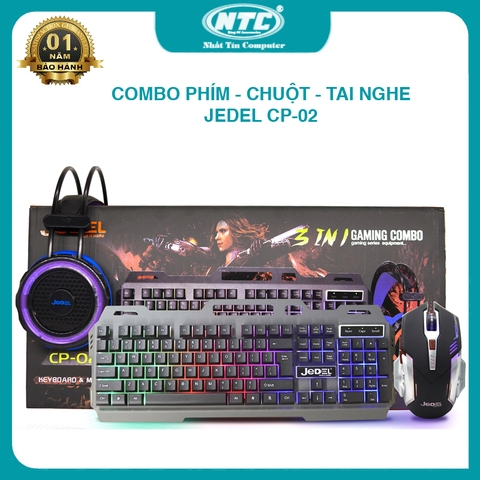 Combo phím chuột tai nghe JEDEL CP-02 led đa màu - gaming series (đen)