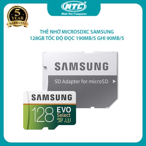 [KHÔNG BOX] Thẻ nhớ MicroSDXC Samsung Evo Select 128GB U3 4K 100MB/s kèm Adapter (Xanh)