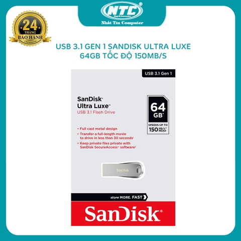 USB 3.1 SanDisk Ultra Luxe CZ74 64GB tốc độ 150MB/s (Bạc)