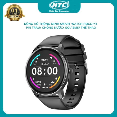 Đồng hồ thông minh smart watch Hoco Y4 chuyên gia theo dõi sức khoẻ - pin dùng siêu trâu lến đến 3 ngày (đen)