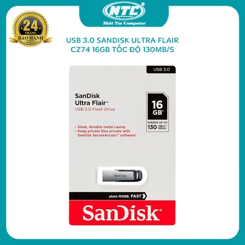USB 3.0 SanDisk CZ73 Ultra Flair 16GB tốc độ 130Mb/s (Xám)