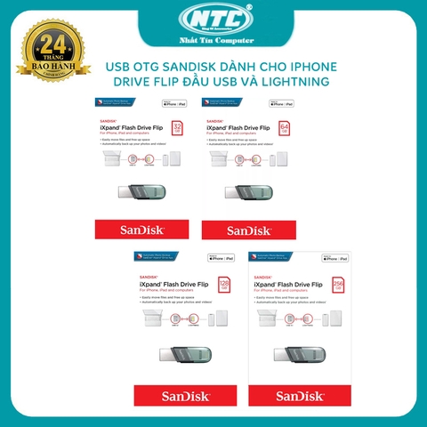 USB OTG 3.1 SanDisk iXpand Flash Drive Flip 32GB / 64GB / 128GB / 256GB (Bạc)