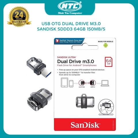 USB OTG SanDisk Ultra 64GB Dual Drive m3.0 (Bạc)