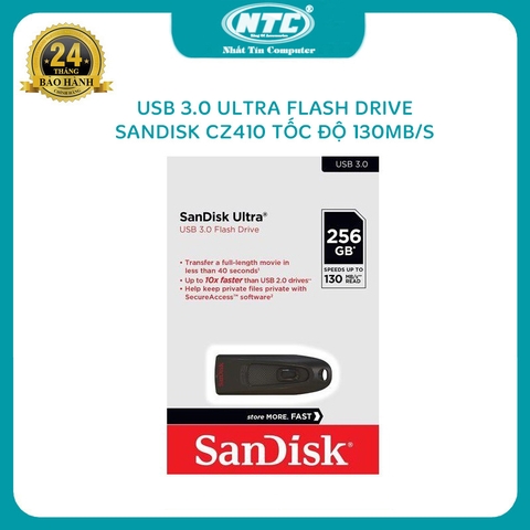 USB 3.0 256GB SanDisk Ultra CZ48 tốc độ 130MB/s (Đen)