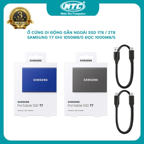 Ổ cứng di động gắn ngoài SSD Samsung T7 dung lượng 500GB / 1TB / 2TB  tốc độ up to 1050MB/s (màu ngẫu nhiên)