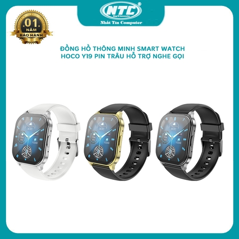 Đồng hồ thông minh hoco Y19 smart watch màn hình AMOLED hỗ trợ cuộc gọi - pin đến 10 ngày / theo dõi sức khoẻ / chống nước IP68 (3 màu)