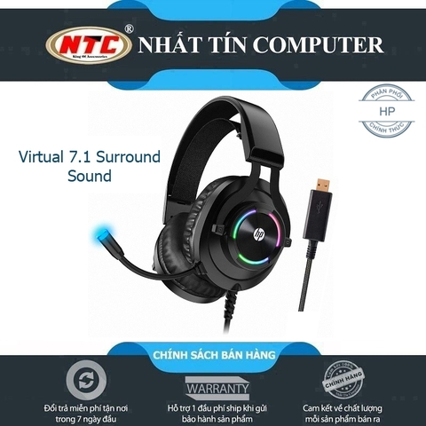 Tai nghe 7.1 HP H360GS led RGB dành cho game thủ - âm thanh stereo (Đen)