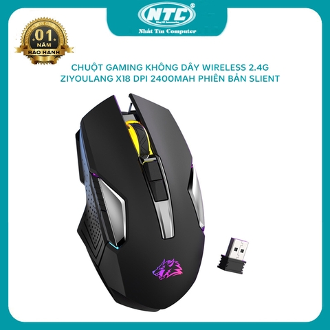 Chuột gaming không dây wireless Ziyoulang X18 slient cực êm dùng pin sạc - DPI lên đến 2400 (Đen)