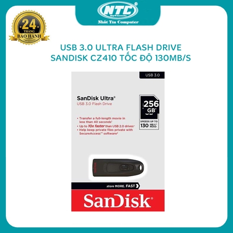 USB 3.0 512GB SanDisk Ultra CZ48 tốc độ 130MB/s (Đen)