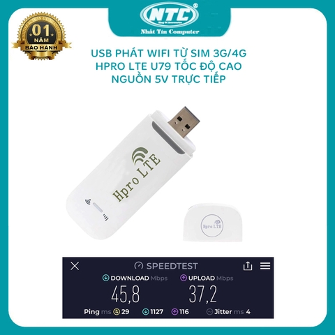 USB phát wifi từ sim 3G/4G Hpro LTE U79 sóng cực mạnh - Hỗ trợ dùng nguồn trực tiếp 5V (trắng)