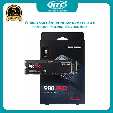 Ổ cứng gắn trong SSD Samsung 980 Pro M.2 PCIe 1000GB (1TB) Gen 4.0 x4 NVMe V-NAND 2280 MZ-V8P1T0BW (Đen)