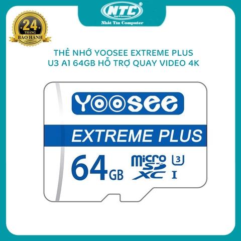 Thẻ nhớ MicroSDHC Yoosee Extreme Plus 64GB UHS-I U3 4K R90MB/s W40MB/s (Trắng xanh)