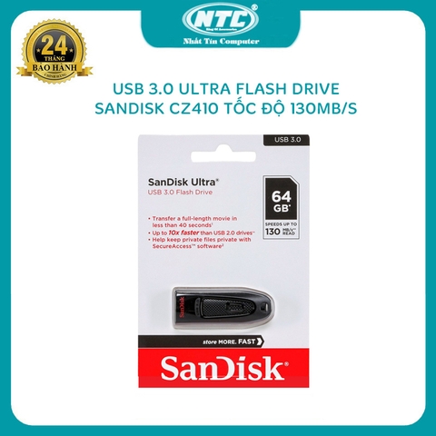 USB 3.0 64GB SanDisk Ultra CZ48 tốc độ 130MB/s (Đen)