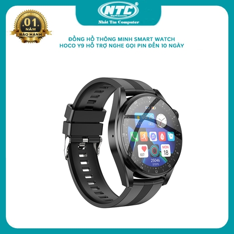 Đồng hồ thông minh Smart watch HOCO Y9 hỗ trợ nghe gọi, pin 7 ngày, Theo Dõi Sức Khỏe, Chuyên Thể Thao, Chống Nước IP67, nhiều chức năng khác (đen)