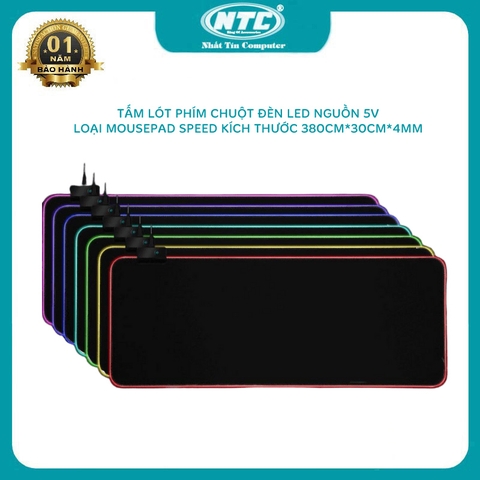 Tấm lót phím chuột có đèn led RGB NTC kích thước 80cm*30cm*4mm - Loại Mousepad Speed (đen)