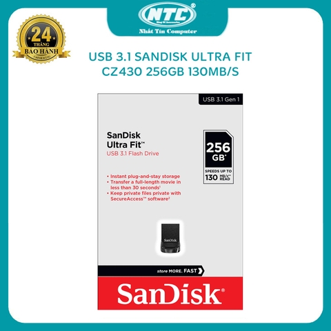 USB 3.1 SanDisk CZ430 256GB Ultra Fit 130MB/s (Đen)